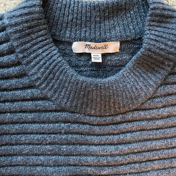 Blue Ribbed Madewell Sweater - Picture 4 of 5